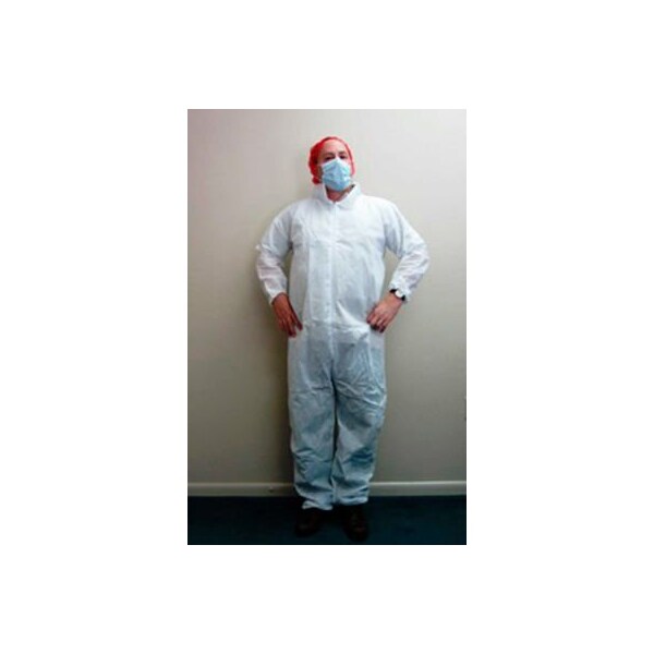 Keystone Safety SMS Coverall, Elastic Wrists & Ankles, Zipper Front, Single Collar, White, 4XL, 25/Case CVLSMSREG-E-4XL - main